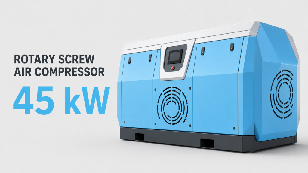 Compressor de ar de parafuso de íman permanente com variador de frequência e refrigeração a óleo, 45 kW