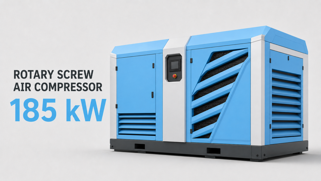 Compressor de ar parafuso de ímã permanente com frequência variável, resfriado a óleo e ar, de 185 kW