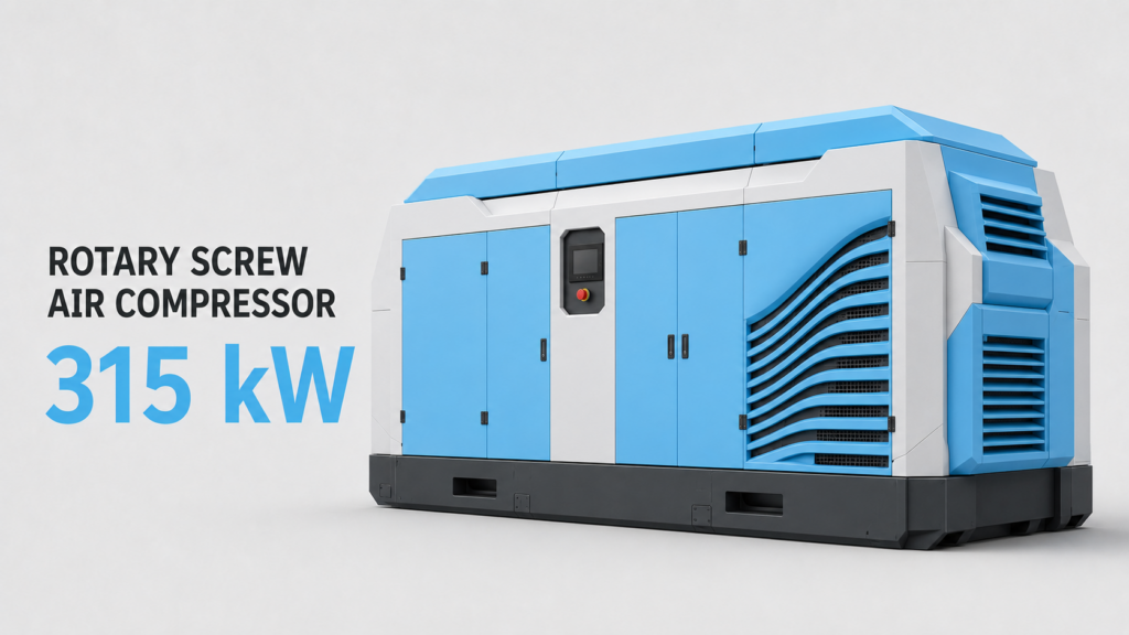 Compressor de ar parafuso de ímã permanente com variador de frequência, resfriado a óleo e ar, de 315 kW